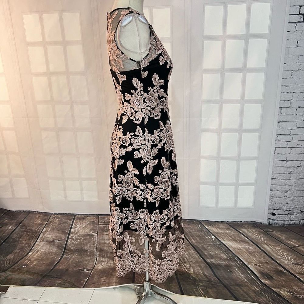 Hitherto Anthropologie BHLDN Tonya black pink lace midi dress size 2 - Picture 6 of 13